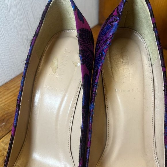 J. Crew Elsie Jacquard Pointed Pump Heels Rasp/Purp/Black Size 9.5 - Picture 5 of 16